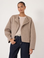 Hush Natural Pure Wool Double Faced Collarless Jacket - Image 1 of 6