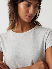 Hush Grey Slim Fit Slub Cotton Crew Neck T-Shirt - Image 4 of 7