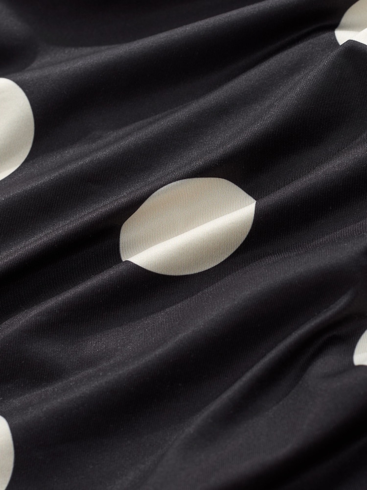 Black/Ecru Polka Dot Soft Touch Slinky Drape Long Sleeve Top - Image 8 of 8