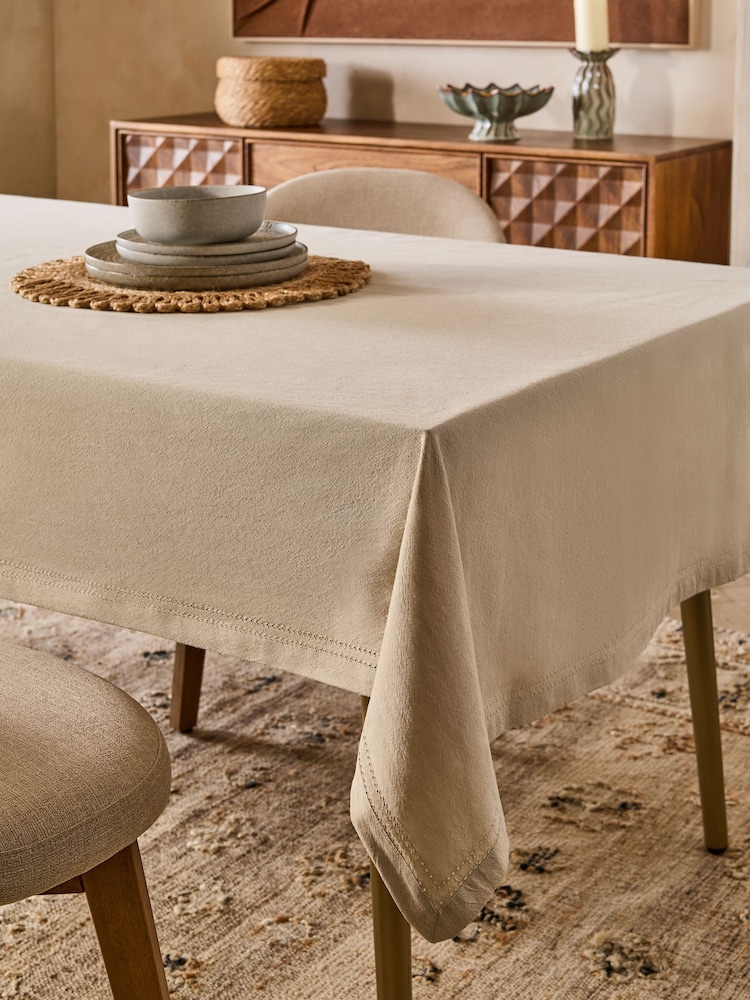 Natural Washed Cotton Table Cloth - Image 1 of 4
