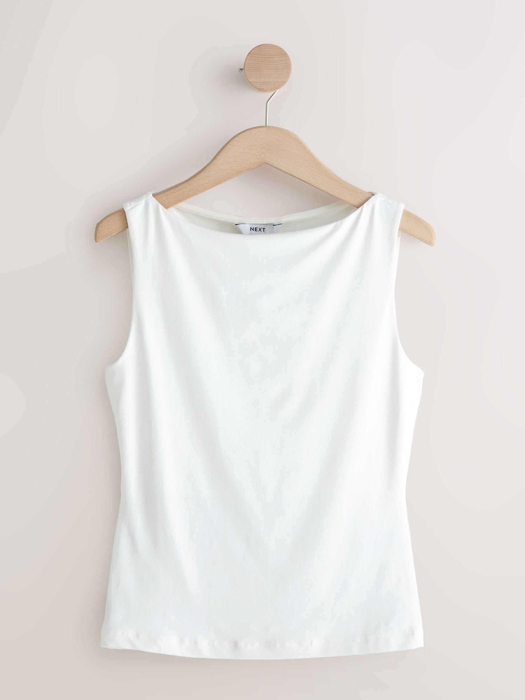 Buy White Soft Touch Slinky Boat Neck Sleeveless Top from the Next
