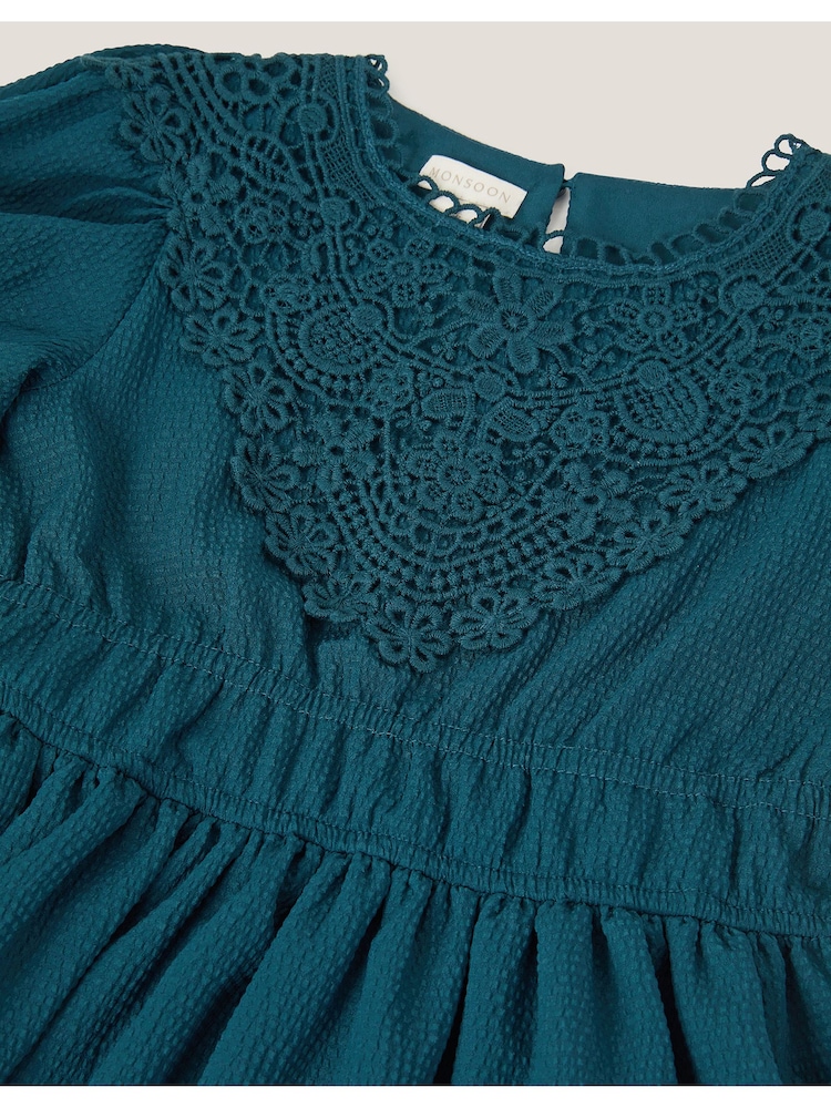 أزرق - فستان طبقات بصدرية كروشيه من Monsoon - Image 4 of 4