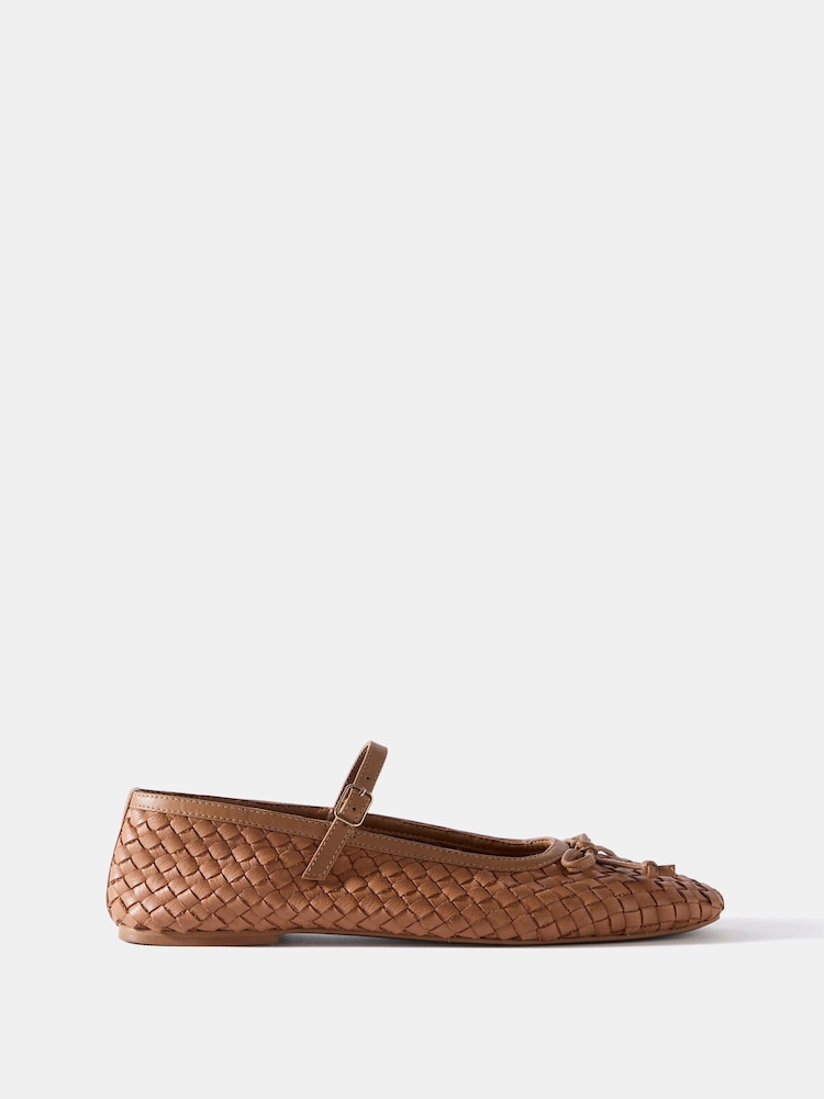 Mint Velvet Brown Charley Leather Woven Pumps - Image 1 of 5 Mint Velvet Brown Charley Leather Woven Pumps - Image 1 of 5
