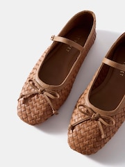 Mint Velvet Brown Charley Leather Woven Pumps - Image 2 of 5