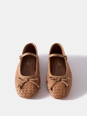 Mint Velvet Brown Charley Leather Woven Pumps - Image 4 of 5