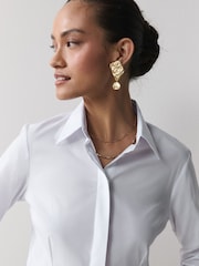 White 2 Pack Fitted Stretch Essential Long Sleeve Shirt - Image 5 of 10