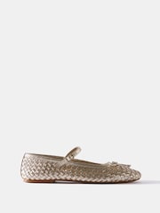 حذاء بمبز جلد منسوج Rosie من Mint Velvet - صورة 1 من 4