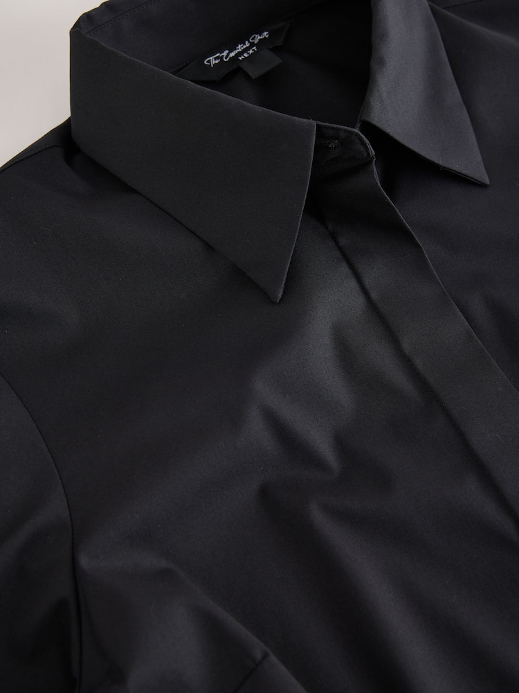 Black Fitted Stretch Essential Long Sleeve Shirt - Image 6 of 6 Black Fitted Stretch Essential Long Sleeve Shirt - Image 6 of 6