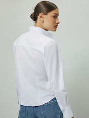 White Fitted Stretch Essential Long Sleeve Shirt - Image 3 of 10