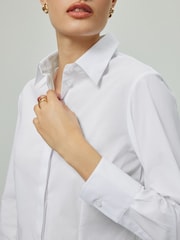 White Fitted Stretch Essential Long Sleeve Shirt - Image 4 of 10