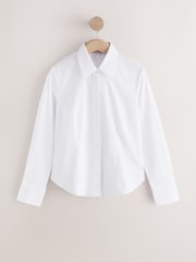 White Fitted Stretch Essential Long Sleeve Shirt - Image 8 of 10