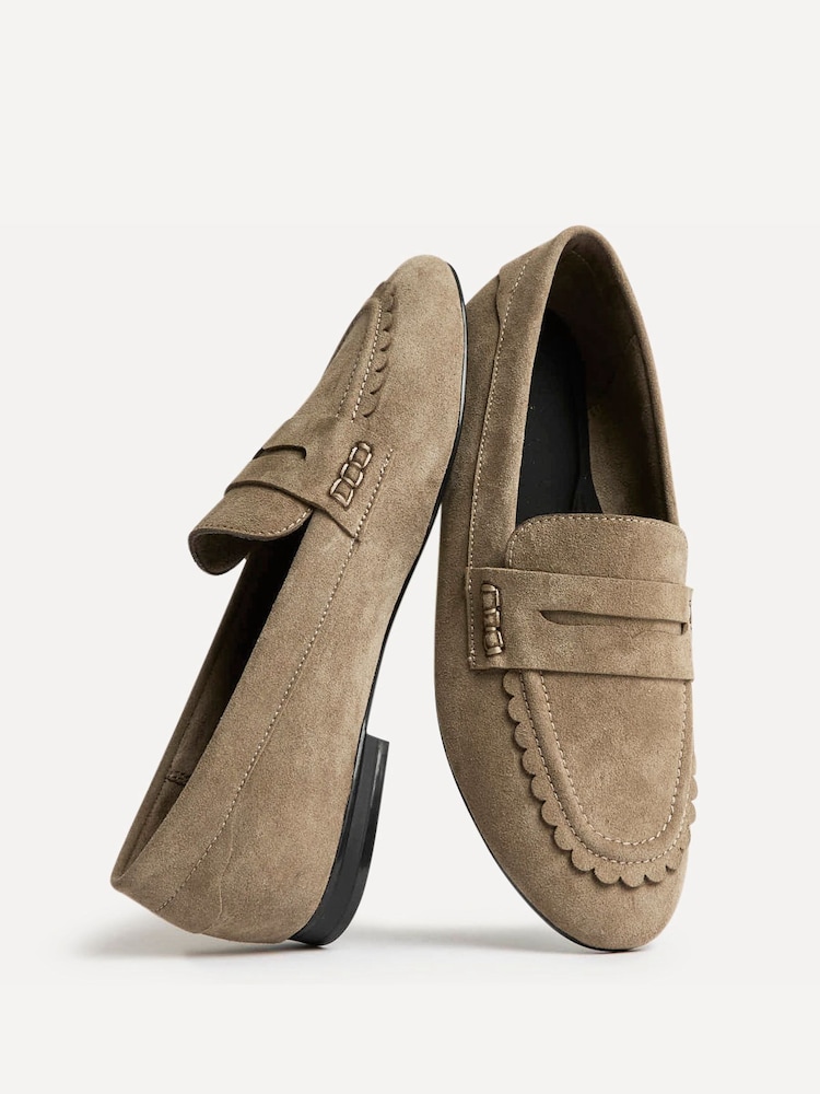 Linzi Natural Bree Suede Leather Penny Style Loafers - Image 5 of 5