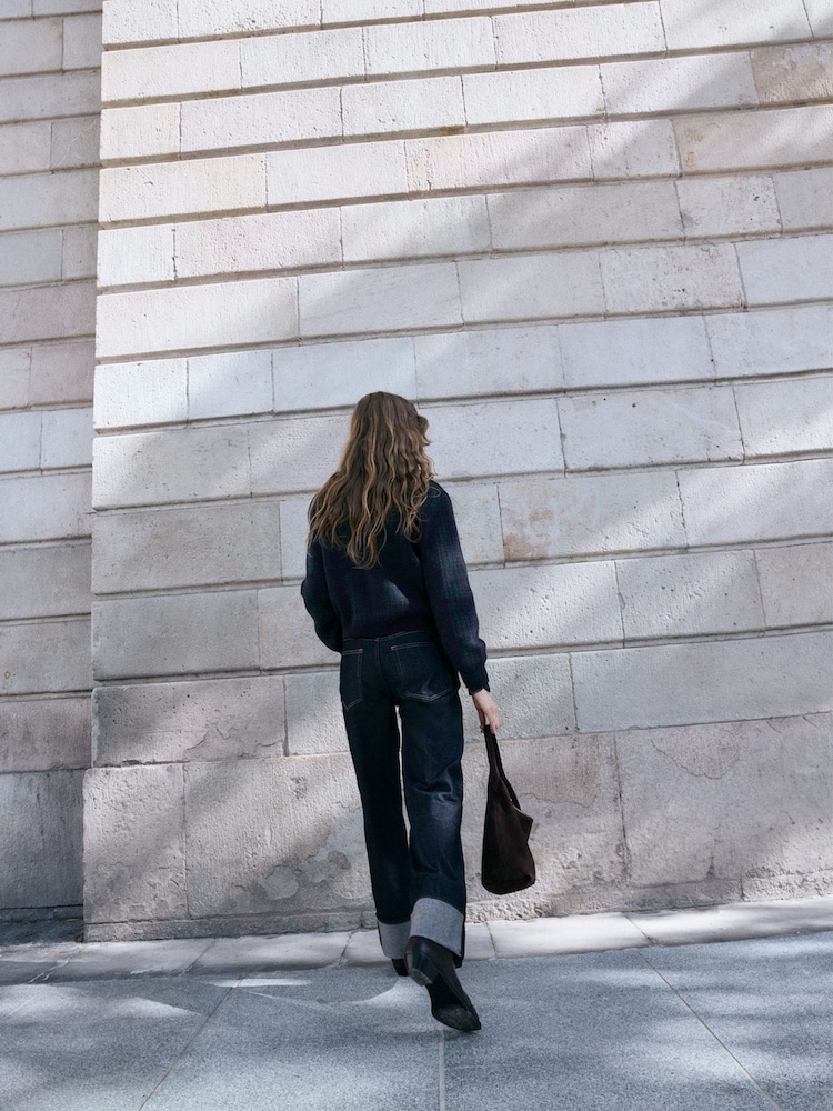 Mango Green Check Zip Up Cardigan - Image 2 of 6 Mango Green Check Zip Up Cardigan - Image 2 of 6