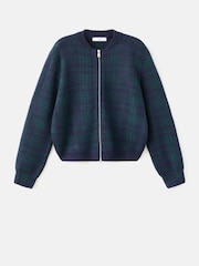 Mango Green Check Zip Up Cardigan - Image 5 of 6