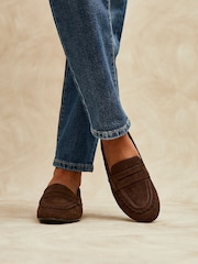 Linzi Brown Bree Suede Leather Penny Style Loafers - Image 2 of 6