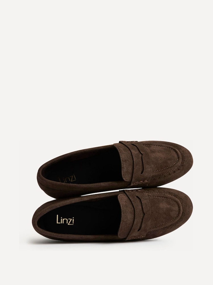 Linzi Brown Bree Suede Leather Penny Style Loafers - Image 5 of 5 Linzi Brown Bree Suede Leather Penny Style Loafers - Image 5 of 5