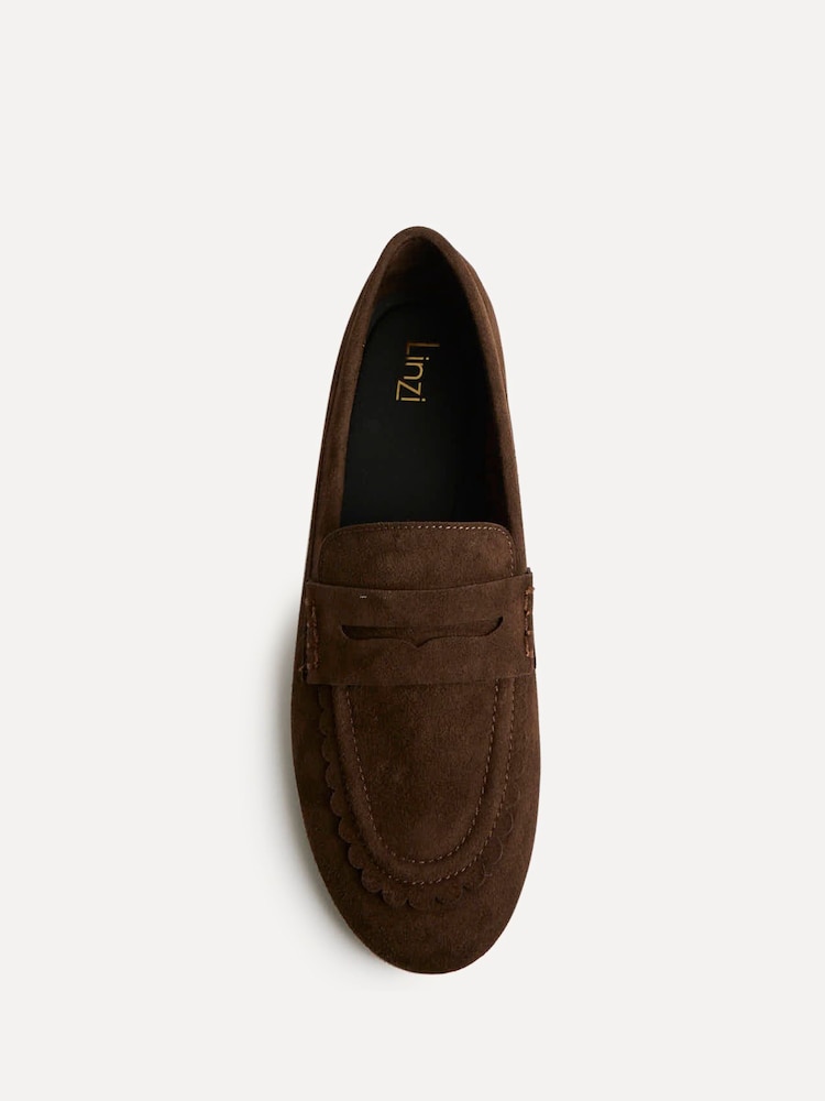 Linzi Brown Bree Suede Leather Penny Style Loafers - Image 6 of 6