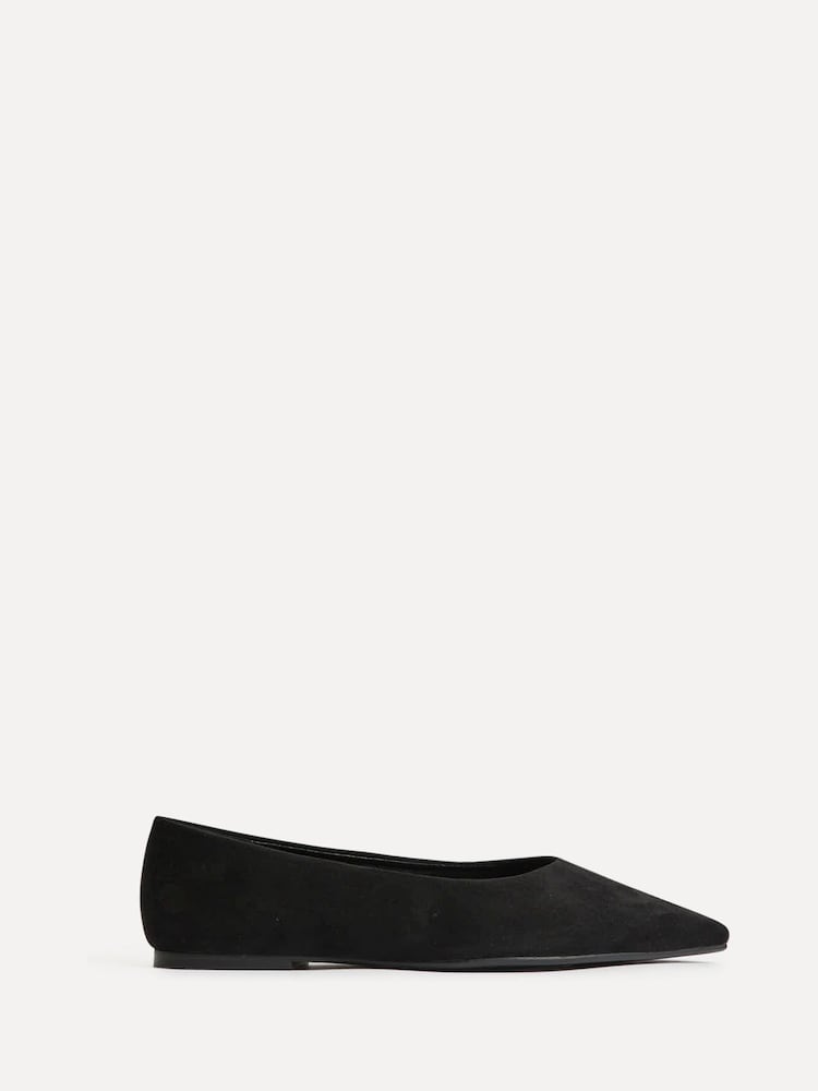 Linzi Black Candid Wide Fit Point Toe Flat Ballet Pumps - Image 2 of 5