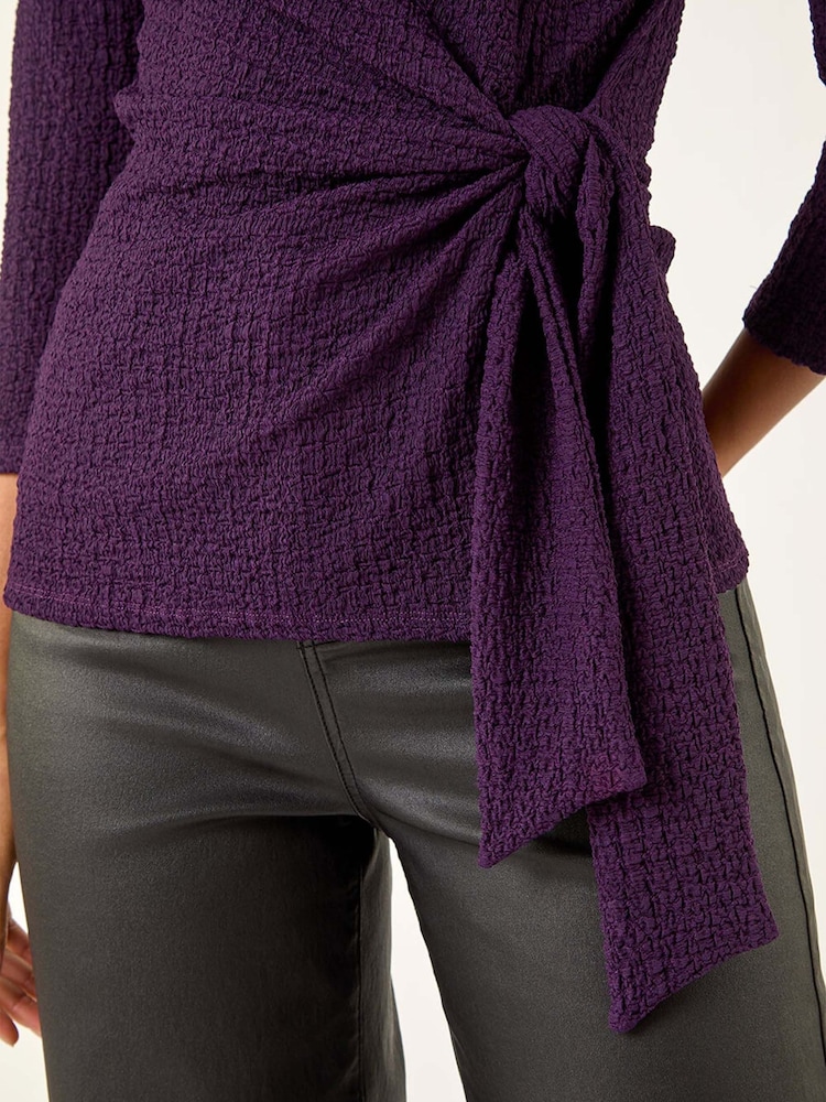 Roman Purple Textured Asymmetric Wrap Top - Image 5 of 5 Roman Purple Textured Asymmetric Wrap Top - Image 5 of 5