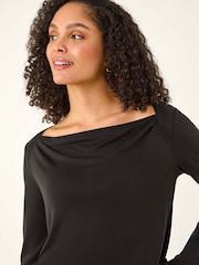 Negro - Roman Cowl Neck Premium Stretch Top - Imagen 2 de 5