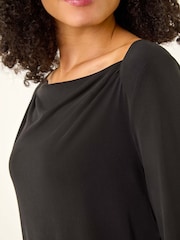 Negro - Roman Cowl Neck Premium Stretch Top - Imagen 5 de 5