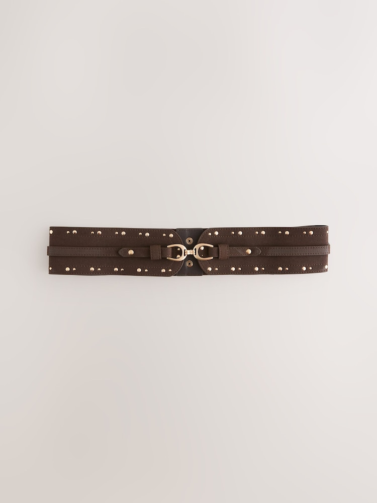 Marrón chocolate - Wide Studded Corset Belt - Imagen 1 de 4