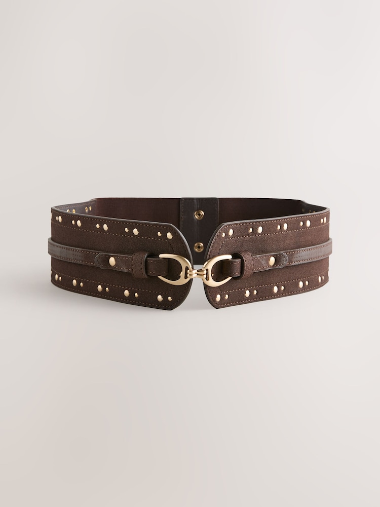Marrón chocolate - Wide Studded Corset Belt - Imagen 2 de 4