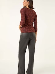 Roman Cowl Neck Jacquard Stretch Top - 圖片 2，共 5