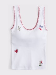 Abercrombie & Fitch White Icon Ribbed Scoop Neck Tank Top - Image 6 of 7