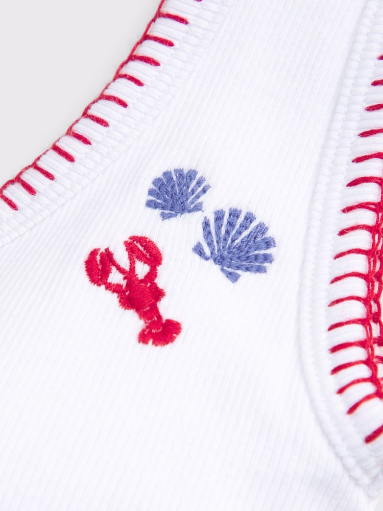 Abercrombie & Fitch White Icon Ribbed Scoop Neck Tank Top - Image 7 of 7 Abercrombie & Fitch White Icon Ribbed Scoop Neck Tank Top - Image 7 of 7