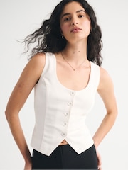 Abercrombie & Fitch Cream Tie Back Scoop Neck Vest - Image 1 of 6