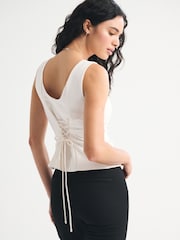 Abercrombie & Fitch Cream Tie Back Scoop Neck Vest - Image 5 of 6