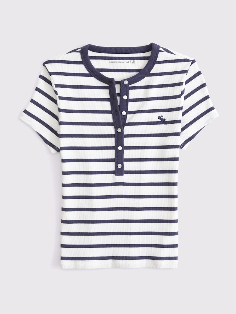 Abercrombie & Fitch Short Sleeve Icon Henley Rib Top - Image 1 of 1