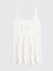 Abercrombie & Fitch Cream Crochet Style Scoopneck Mini Dress Cover-Up - Image 6 of 7