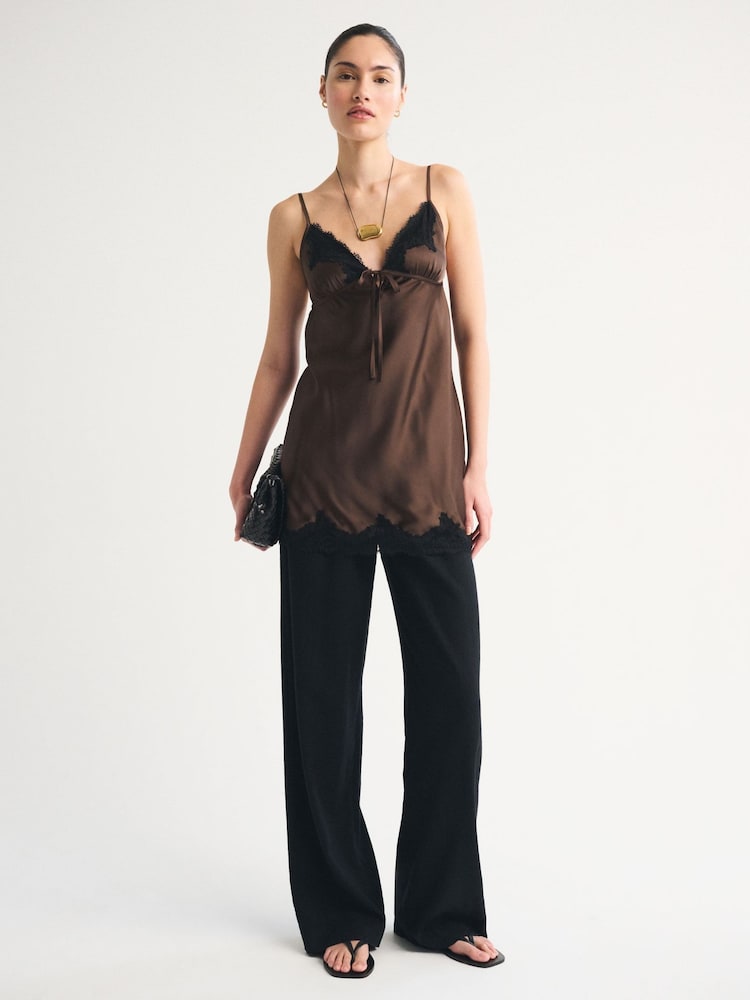 Черный - Льняные брюки с завышенной талией Abercrombie & Fitch Sloane - Изображение 1 6