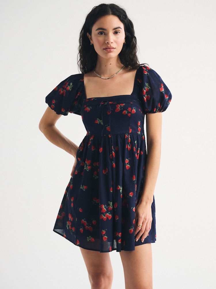 Abercrombie & Fitch Blue Emerson Puff Sleeve Mini Dress - Image 2 of 6
