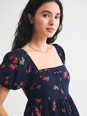 Abercrombie & Fitch Blue Emerson Puff Sleeve Mini Dress - Image 5 of 6