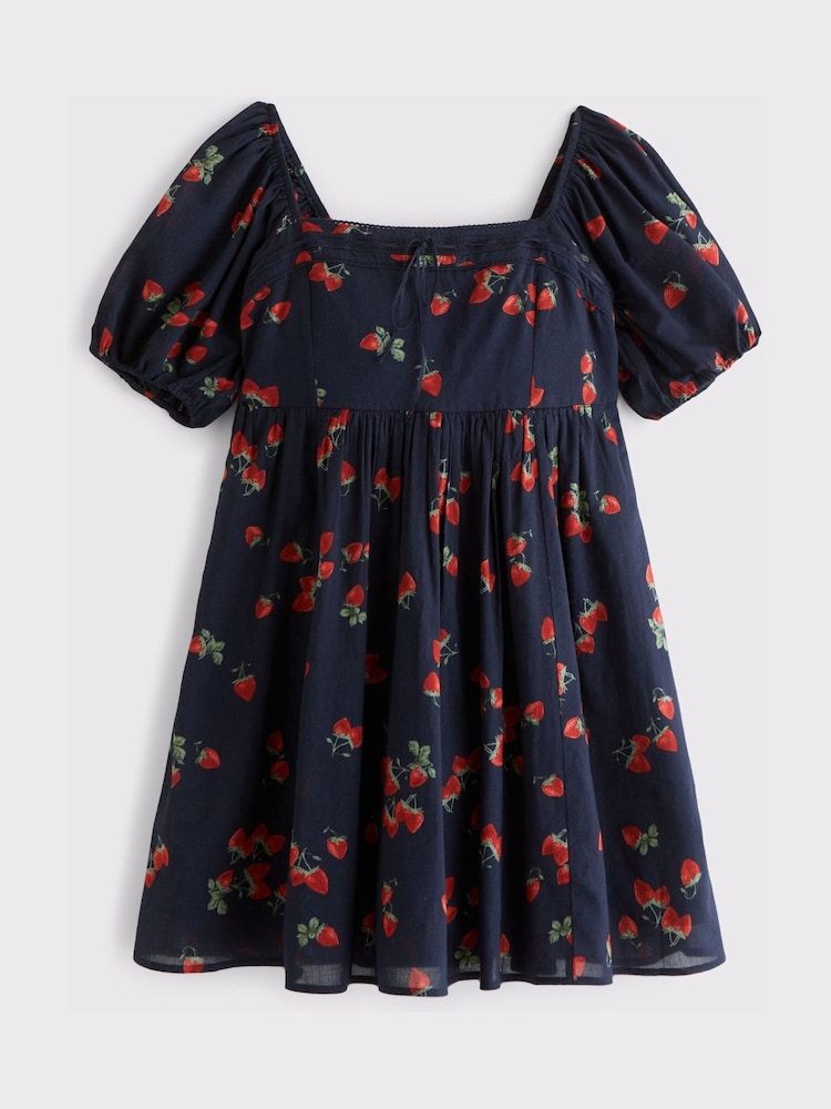 Abercrombie & Fitch Blue Emerson Puff Sleeve Mini Dress - Image 6 of 6