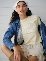 Gelb - Abercrombie & Fitch Short Sleeve Oyster Graphic Skimming T-Shirt - Bild 2 von 9