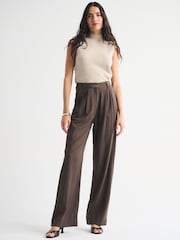 Abercrombie & Fitch Brown Linen Sloane Ultra High Rise Trousers - Image 4 of 6