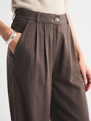 Abercrombie & Fitch Brown Linen Sloane Ultra High Rise Trousers - Image 5 of 6