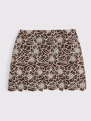 棕色 - Abercrombie & Fitch Embroidery Mini Skirt - 圖片 6/7
