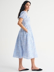 Plavo - Abercrombie & Fitch Emerson Puff Sleeve Midi Dress - Slika 3 od 6