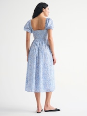 Plavo - Abercrombie & Fitch Emerson Puff Sleeve Midi Dress - Slika 4 od 6