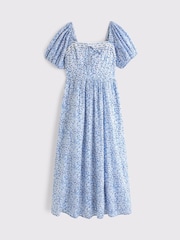 Plavo - Abercrombie & Fitch Emerson Puff Sleeve Midi Dress - Slika 6 od 6