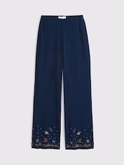 Abercrombie & Fitch Blue Silk Ramadan Embroidered Pull On Trousers - Image 2 of 3