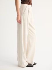 Abercrombie & Fitch Cream Linen Sloane Ultra High Rise Trousers - Image 3 of 6