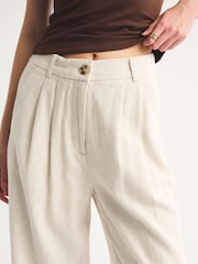 Abercrombie & Fitch Cream Linen Sloane Ultra High Rise Trousers - Image 5 of 6