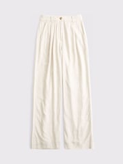Abercrombie & Fitch Cream Linen Sloane Ultra High Rise Trousers - Image 6 of 6