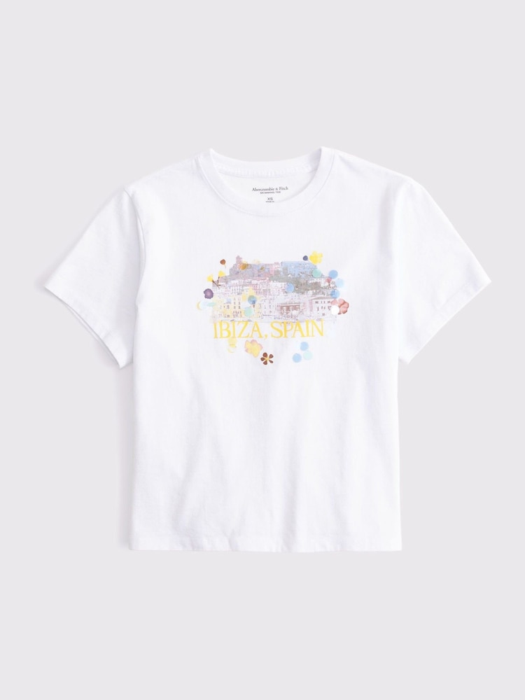 Abercrombie & Fitch White Graphic Crew Neck Short Sleeve T-Shirt - Image 1 of 2